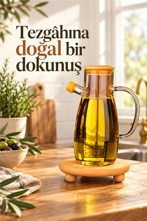 Mucit Home 1 Adet Top Ayaklı Ahşap Yağdanlık Altlığı Bardak ve Dekoratif Stand