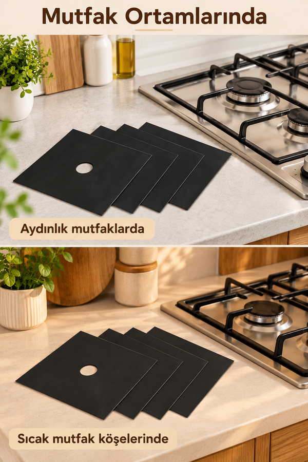 Mucit Home 4'lü Ocak Örtüsü | Ocak Koruyucu Kağıt Her Eve Lazım Ocak Temizlik Pedi