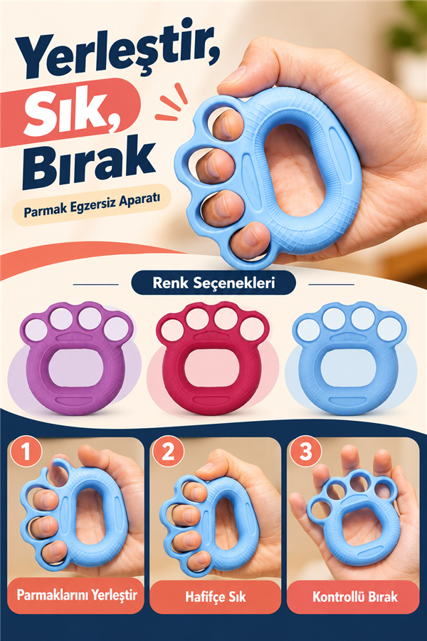 Mucit Home 1 Adet Silikon El Bilek Parmak Güçlendirme Ameliyat Sonrası El Stres Egzersizi Fitness Kavrama Gücü
