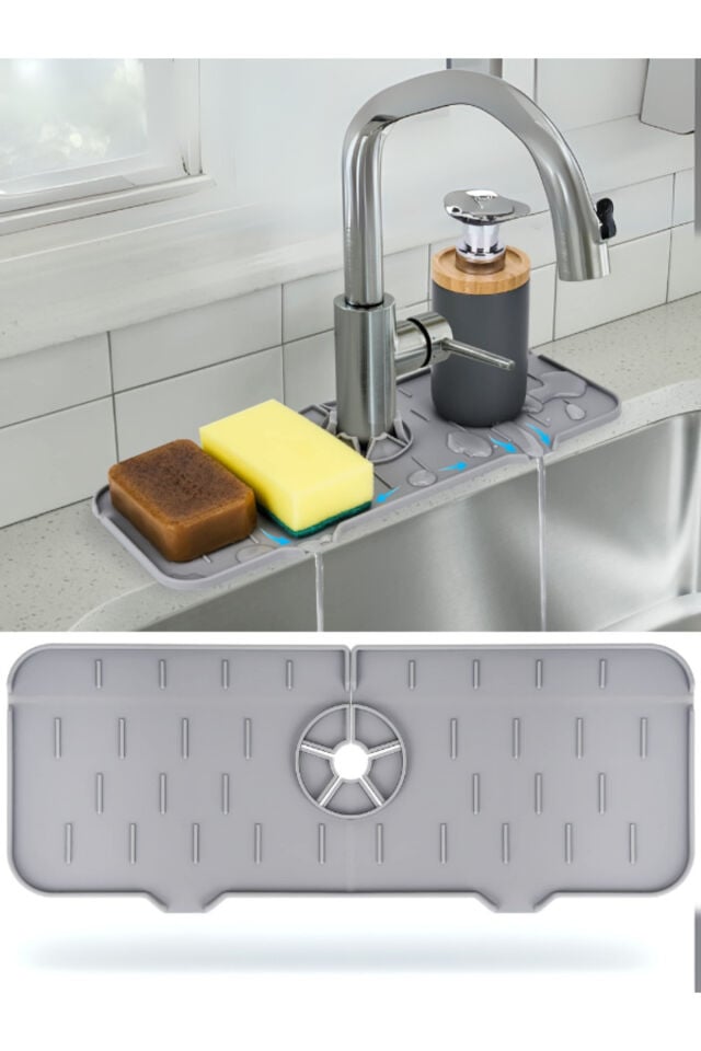 Mucit Home Silikon Musluk Matı – Su Geçirmez Lavabo Kenar Damlatmaz Altlık Düzenleyici Mat