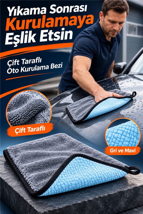 Mucit Home Çift Taraflı Yüksek Emicili Araba Kaporta Cam Kurulama ve Mikrofiber Parlatma Cam Bezi