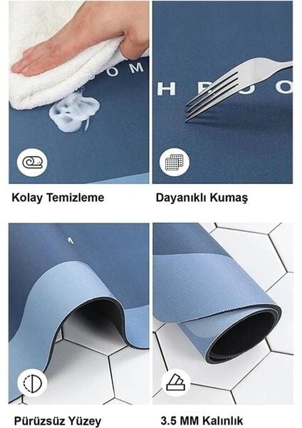 Mucit Home Sihirli Su Emici Banyo Paspası Kaymaz Tabanlı Abdest Paspası Kare