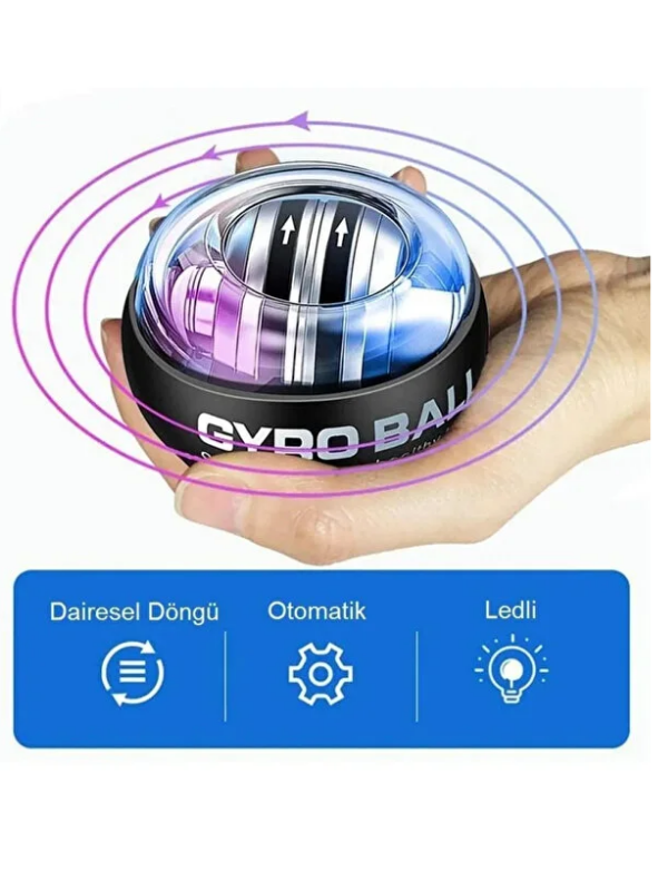 Mucit Home Gyro Ball El Bilek Egzersiz Topu El Kol Bilek Güçlendirme Kas Kuvvet Fitness Spor Egzersiz