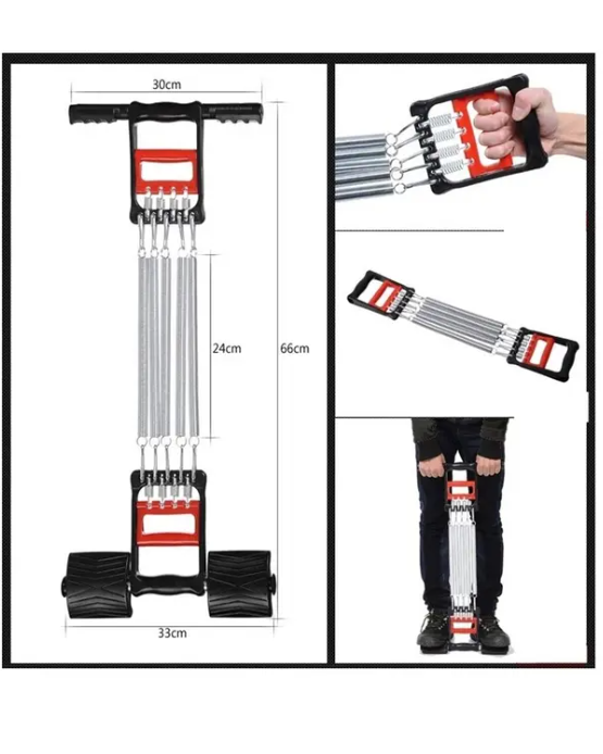 Mucit Home Ayak Pedallı  5 Yaylı Ayak Göğüs El Yayı Egzersiz Çelik Yay Spor Aleti 5 Kademe Sertlik Ayarlanabilir