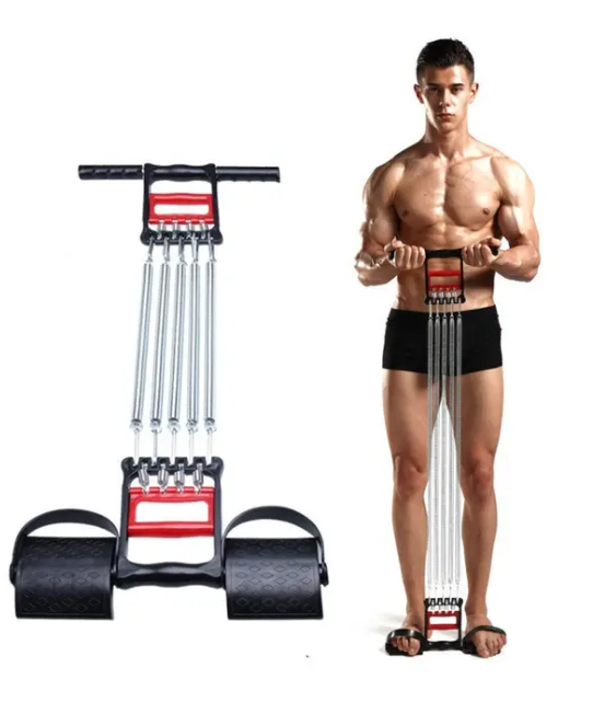 Mucit Home Ayak Pedallı  5 Yaylı Ayak Göğüs El Yayı Egzersiz Çelik Yay Spor Aleti 5 Kademe Sertlik Ayarlanabilir