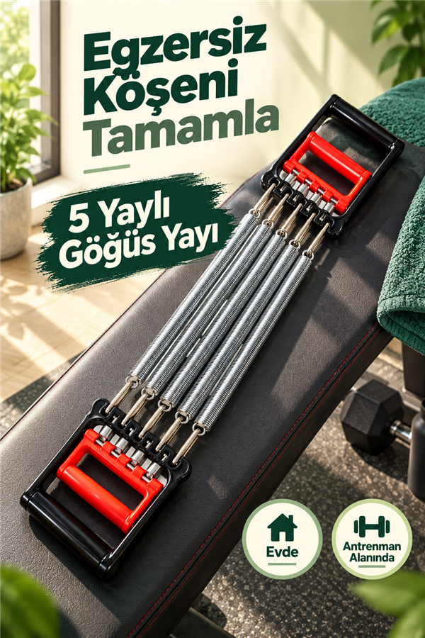 Mucit Home Göğüs Yayı Kol Bilek Göğüs Kas Geliştirme Egzersiz Aleti 5 Yaylı-Yarı Profesyonel