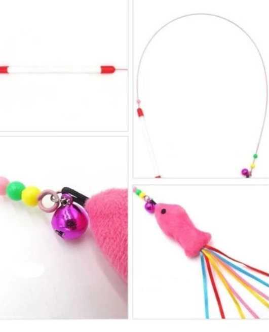 Mucit Home Balıklı Kedi Oyun Oltası Balıklı Kuyruklu Dikkat Çekici 90 Cm -Eğlenceli Olta