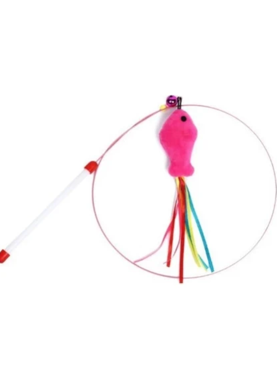 Mucit Home Balıklı Kedi Oyun Oltası Balıklı Kuyruklu Dikkat Çekici 90 Cm -Eğlenceli Olta