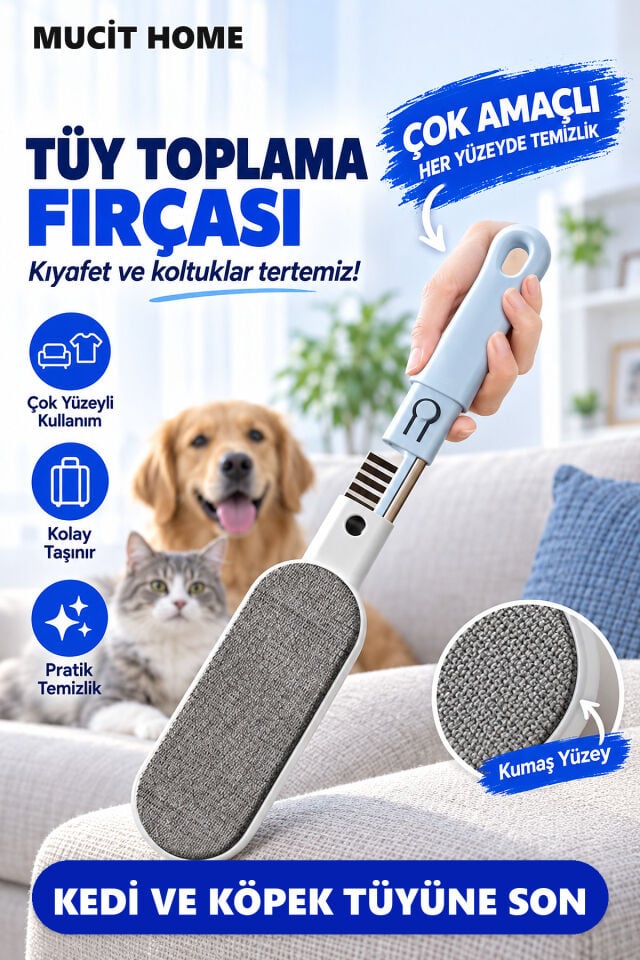 Mucit Home Çok Fonksiyonlu Kedi Köpek Tüy Toplama Fırçası -Evcil Hayvan Tüy Toplayıcı