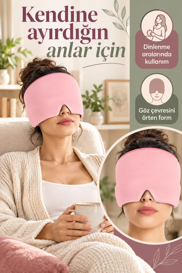 Mucit Home PEMPE Mıgren Ve Baş Ağrısı Giderici Başlığı Sıcak Ve Soğuk Kompres Şapkası