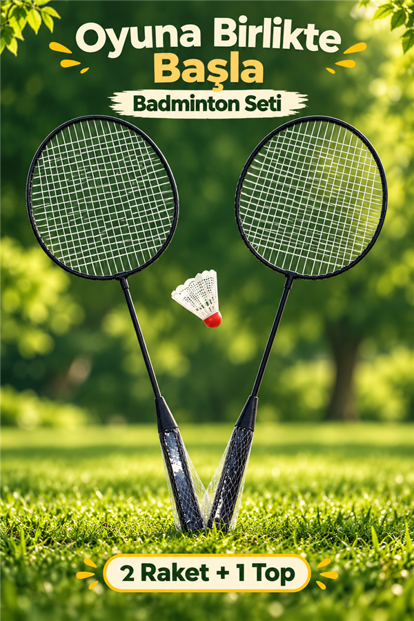 Mucit Home Fileli Badminton Seti 2 Raket 1 Top Badmington Seti