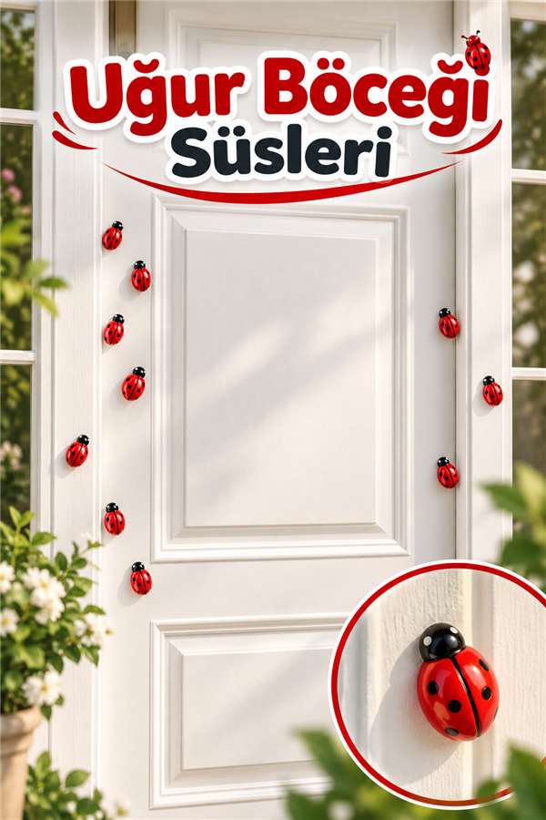 Mucit Home 50 Adet Uğur Böceği Mini Kapı Süsü Aile İsmine Özel Sayıda -Çok Amaçlı Kullanım