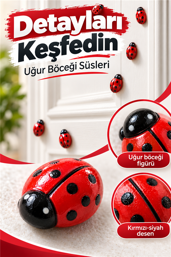 Mucit Home 50 Adet Uğur Böceği Mini Kapı Süsü Aile İsmine Özel Sayıda -Çok Amaçlı Kullanım