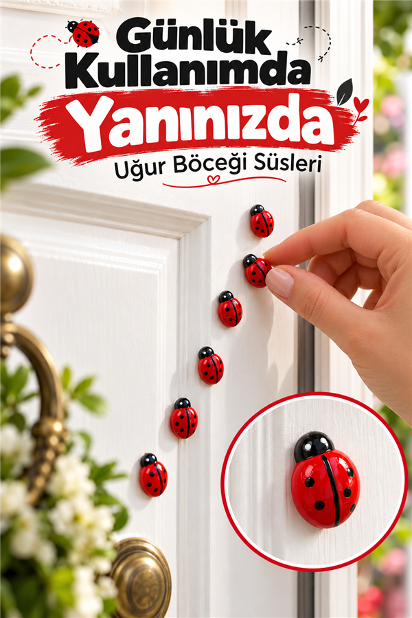 Mucit Home 50 Adet Uğur Böceği Mini Kapı Süsü Aile İsmine Özel Sayıda -Çok Amaçlı Kullanım