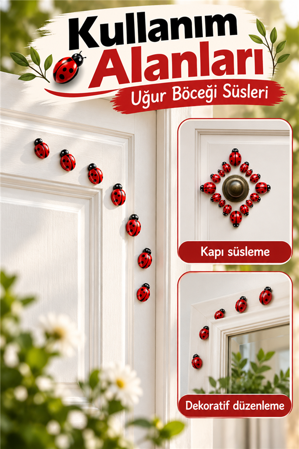 Mucit Home 50 Adet Uğur Böceği Mini Kapı Süsü Aile İsmine Özel Sayıda -Çok Amaçlı Kullanım