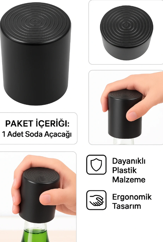 Mucit Home Otomatik Manyetik Meşrubat Kapak Açacağı Bas Çek Mıknatıslı Şişe