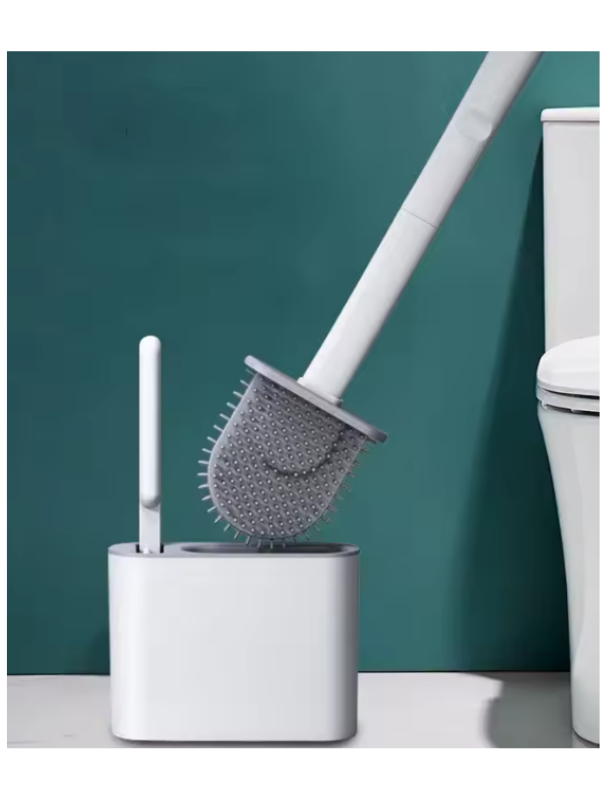 Mucit Home 2 Bölmeli Klozet Fırçası Silikon Esnek Duvara Monte WC Tuvalet Temizlik Fırçası Seti