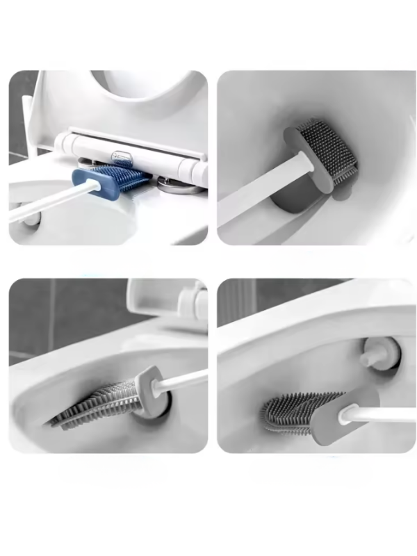 Mucit Home 2 Bölmeli Klozet Fırçası Silikon Esnek Duvara Monte WC Tuvalet Temizlik Fırçası Seti
