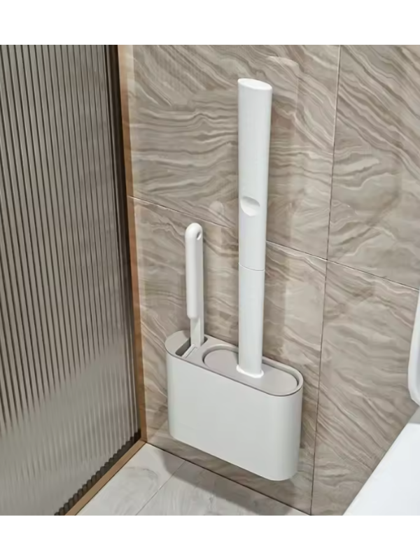 Mucit Home 2 Bölmeli Klozet Fırçası Silikon Esnek Duvara Monte WC Tuvalet Temizlik Fırçası Seti
