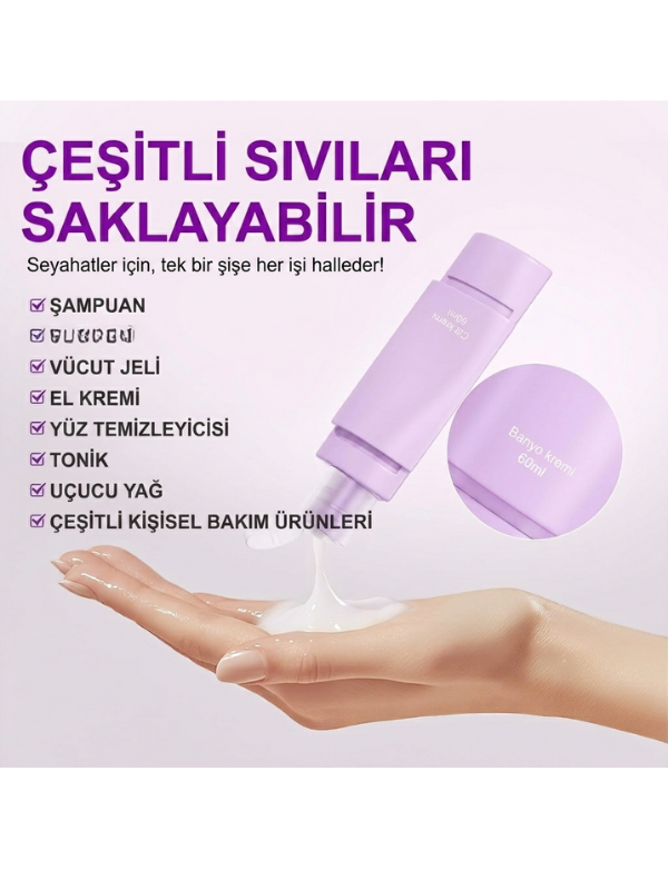 Mucit Home 4'lü Doldurulabilir Taşınabilir Küçük Seyahat Şişesi Seti Şampuan Krem Dolum Şişesi