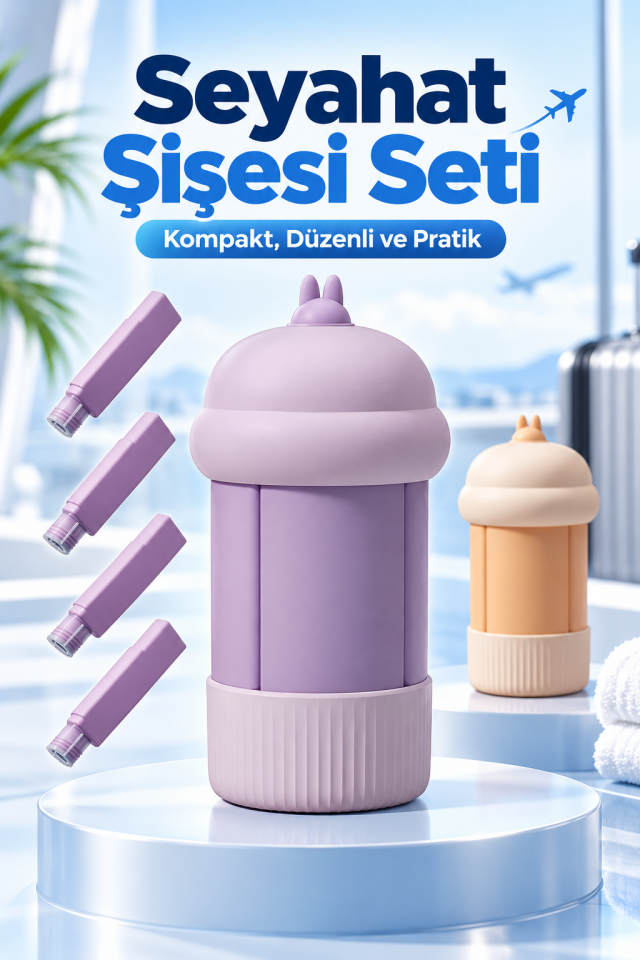 Mucit Home 4'lü Doldurulabilir Taşınabilir Küçük Seyahat Şişesi Seti Şampuan Krem Dolum Şişesi