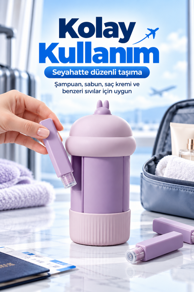 Mucit Home 4'lü Doldurulabilir Taşınabilir Küçük Seyahat Şişesi Seti Şampuan Krem Dolum Şişesi
