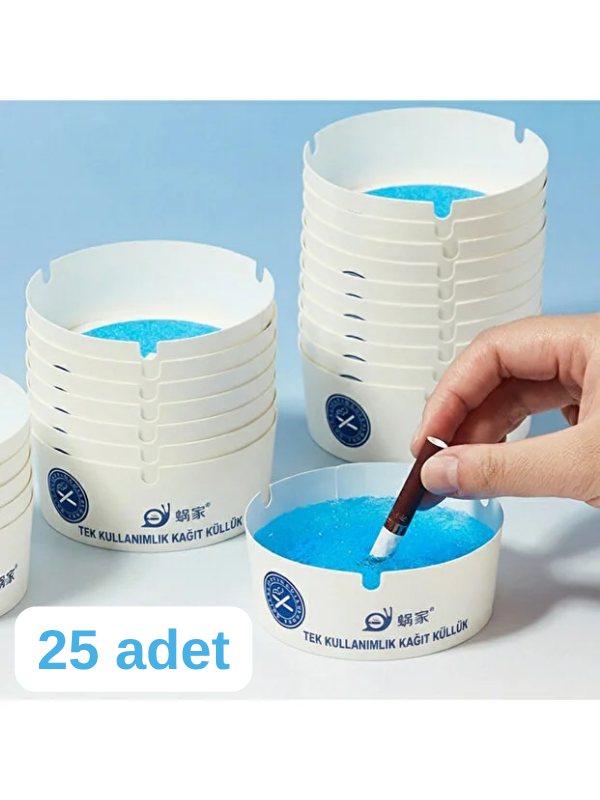 Mucit Home 25 Adet Tek Kullanımlık Kül Tablası Kokusuz Taşınabilir Pratik Jel Küllük Seti Ofis Kafe Ev