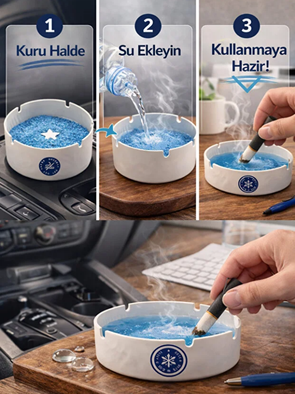 Mucit Home 25 Adet Tek Kullanımlık Kül Tablası Kokusuz Taşınabilir Pratik Jel Küllük Seti Ofis Kafe Ev