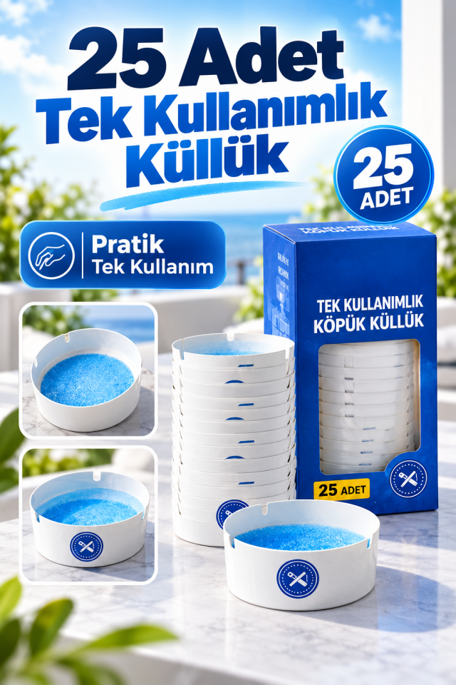 Mucit Home 25 Adet Tek Kullanımlık Kül Tablası Kokusuz Taşınabilir Pratik Jel Küllük Seti Ofis Kafe Ev