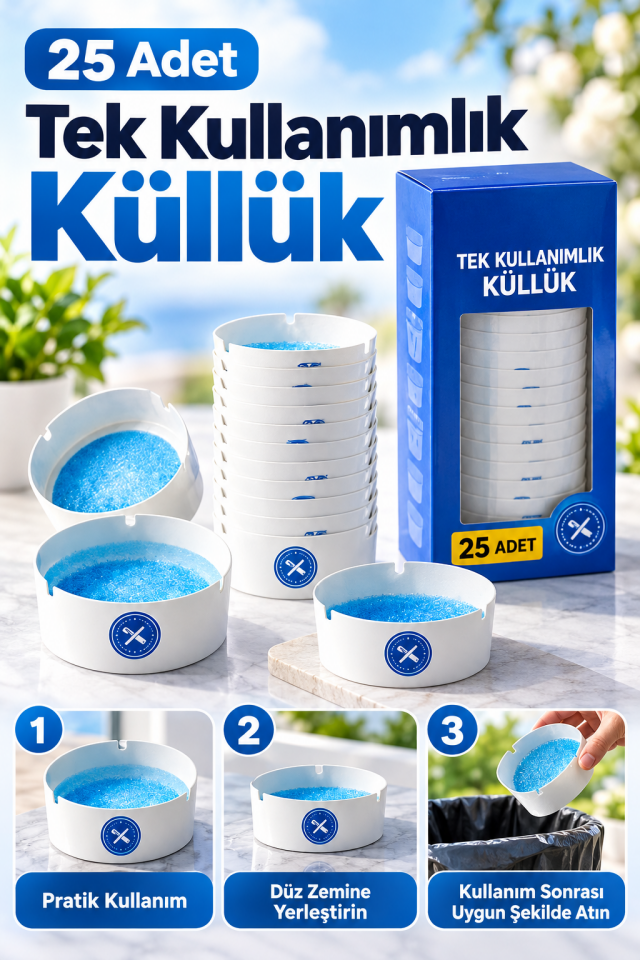 Mucit Home 25 Adet Tek Kullanımlık Kül Tablası Kokusuz Taşınabilir Pratik Jel Küllük Seti Ofis Kafe Ev