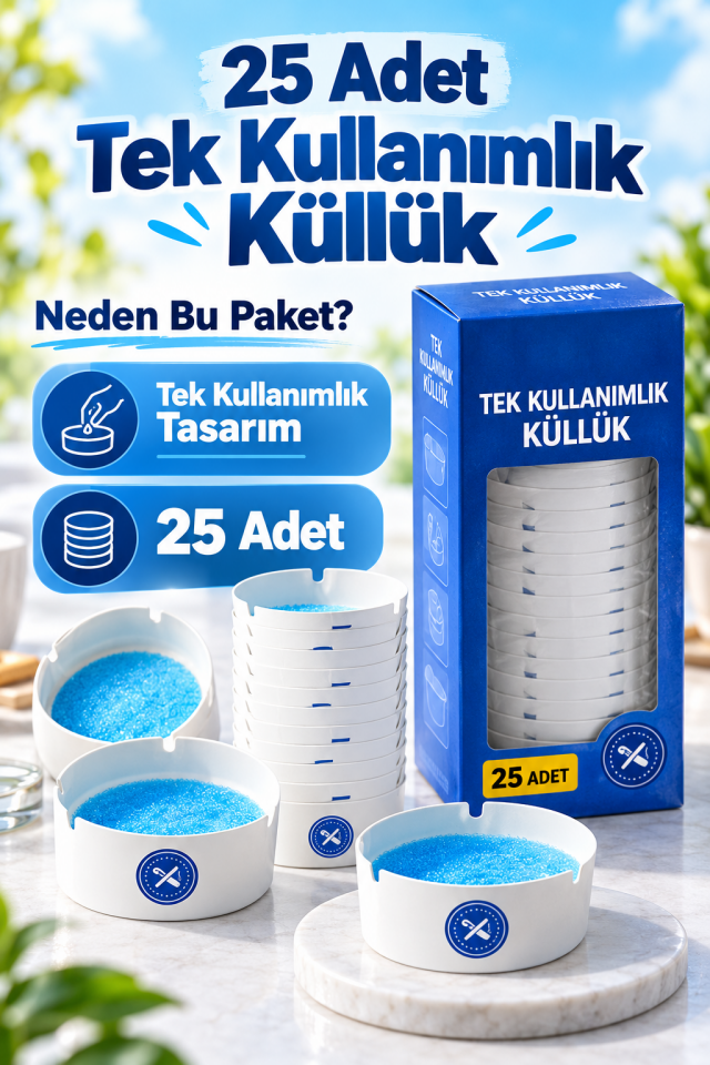 Mucit Home 25 Adet Tek Kullanımlık Kül Tablası Kokusuz Taşınabilir Pratik Jel Küllük Seti Ofis Kafe Ev