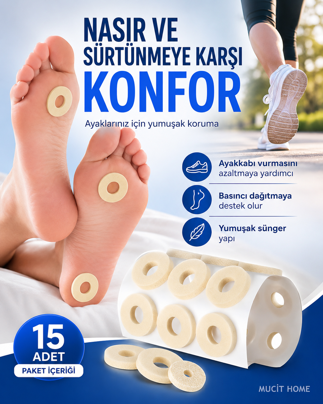 Ayak Nasır Bandı Sünger Parmak Taban Yama Bant Delikli SüngerPed Ayakkabı Vurma Sürtünme Önleyici Bant