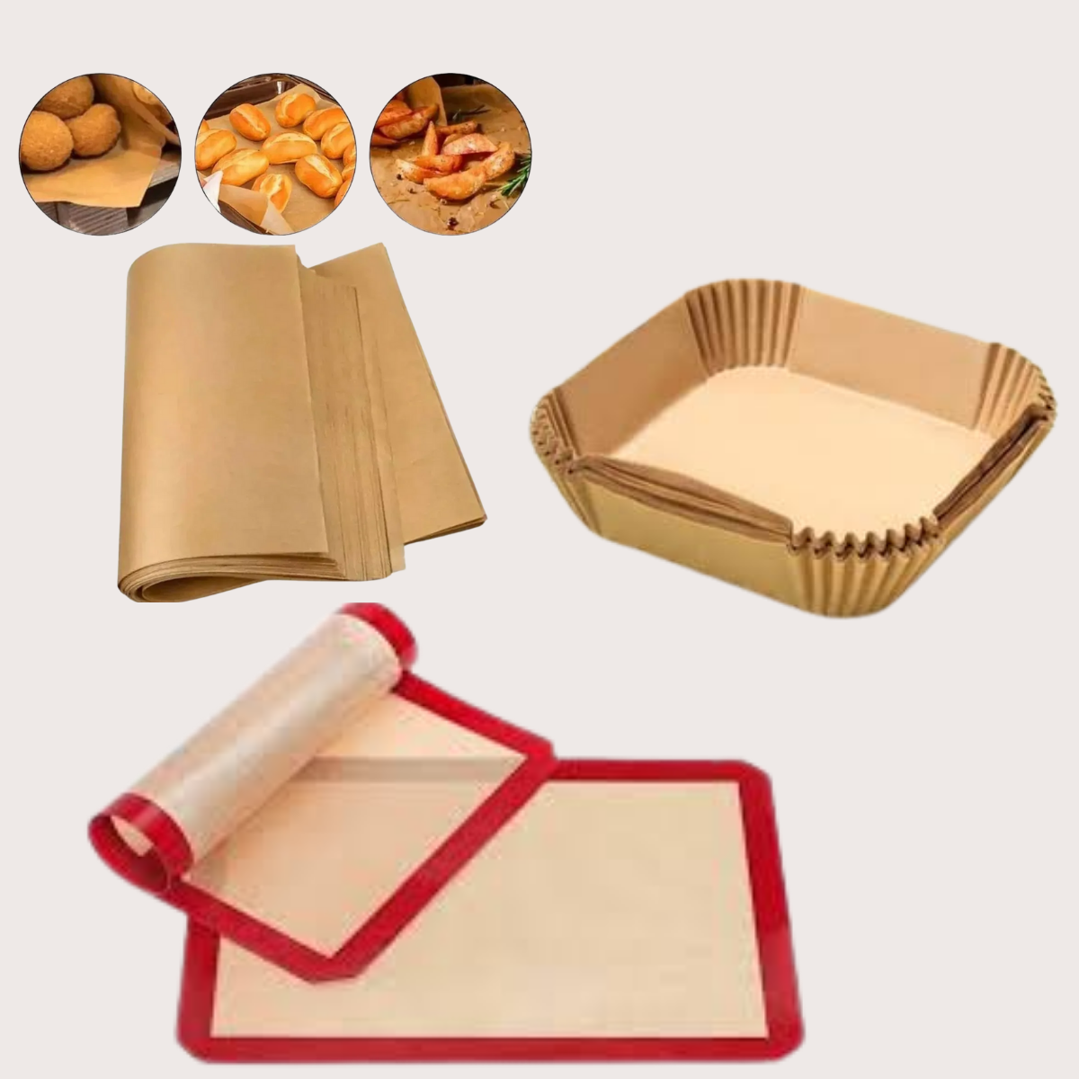 Mucit Home  1 Adet Silikonlu Pişirme Matı, Yağlı Kağıt Gıdaya Uyumlu, Airfrey  Pişirme Kağıdı