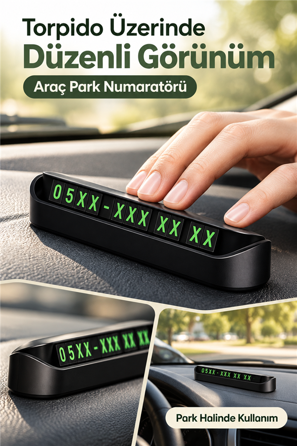 Mucit Home  Araç Parktel Park Numaratörü Ön Cam Için Oto Telefon Numara Kartı Telefon Numaralık Siyah