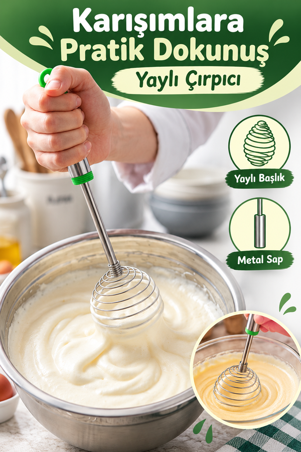 Mucit Home Yeni Nesil Pandispanya Kek Çırpıcı Yaylı Yumurta Çırpıcı Krema Çırpma Aleti