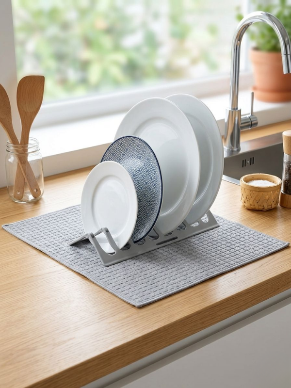 Mucit Home Ultra Emici Tabaklık Standlı Mikrofiber Bulaşık Altlığı Bezi Kurutma Matı  38*49 cm