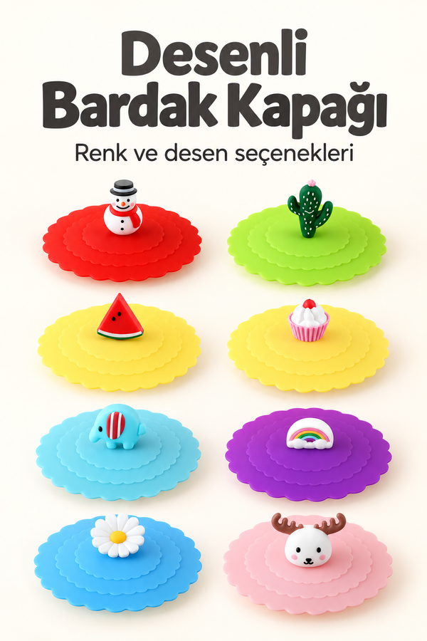 Mucit Home 2 adet Silikon Isı Koruyucu Bardak Kapağı Sıcak Tutan Silikon Kapak Kupa Bardak