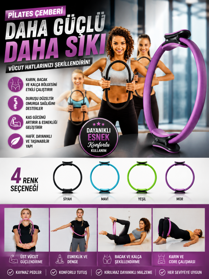 Mucit Home Pilates Egzersiz Çemberi  Pilates Çemberi,Plates Halkası Spor Egzersiz Aleti