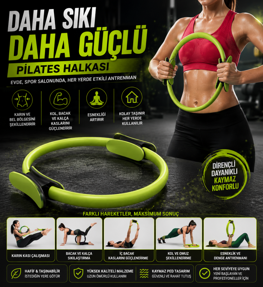 Mucit Home Pilates Egzersiz Çemberi  Pilates Çemberi,Plates Halkası Spor Egzersiz Aleti