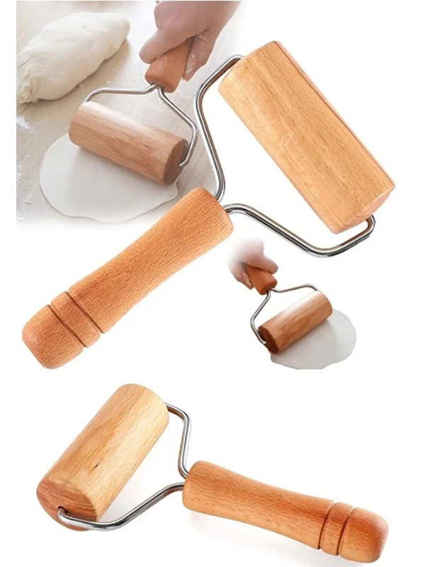 Mucit Home Ahşap Saplı Rulo Hamur Açıcı Merdane Pürüzsüz Oklava Pizza Börek Açma Silindir