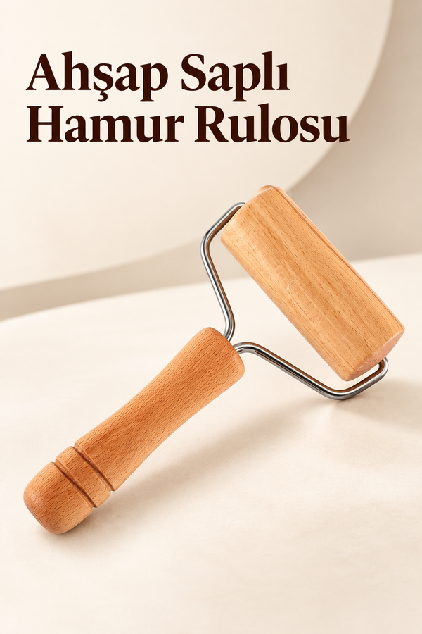 Mucit Home Ahşap Saplı Rulo Hamur Açıcı Merdane Pürüzsüz Oklava Pizza Börek Açma Silindir