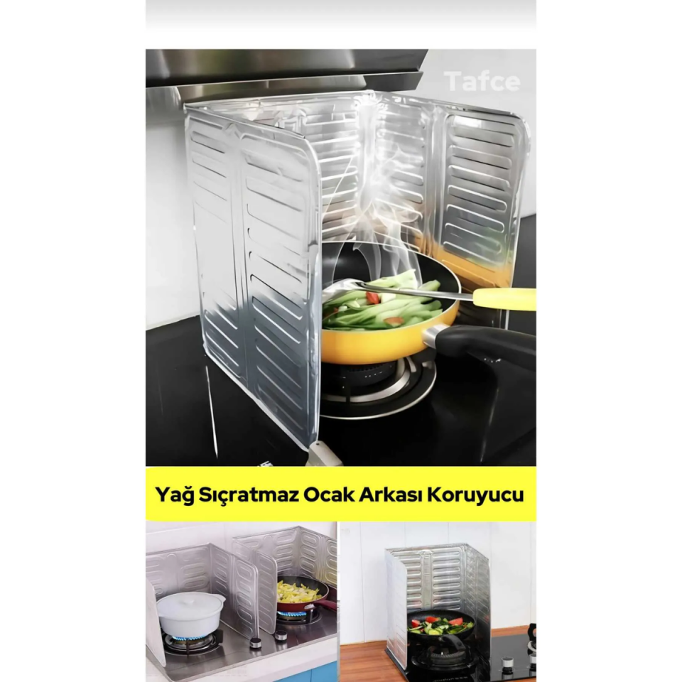 Mucit Home  Ocak Yağ Koruyucu Alüminyum Folyo Yanma Leke Önleyici Katlanır Yıkanabilir Folyo 1 Adet (32*5*84)