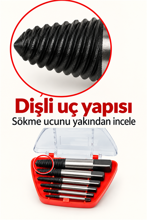 Mucit Home Ters Kılavuz Seti 6 Parça Kırılmış Vida Civata Sökme