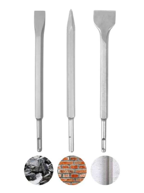 Mucit Home 3 Parça Beton Tuğla Duvar Kırma Delme Hilti Uç 25 CM Keski Murç Seti