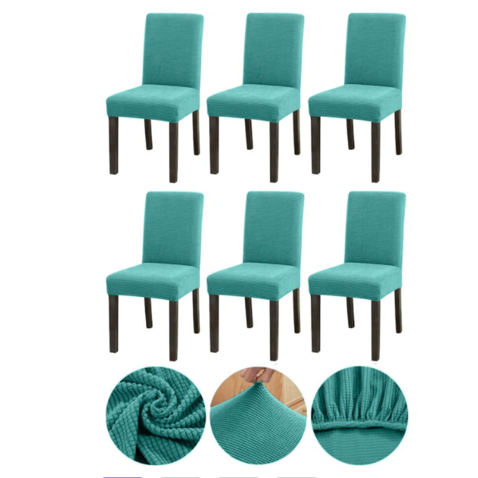 Mucit Home  Bambu Kareli Kumaş Esnek Lastikli Sandalye Kılıfı Örtüsü Likralı   sandelye kılıf  Mint 6 Adet