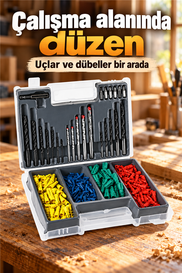 Mucit Home 300 Parça Çantalı Matkap Ucu Ve Dübel Seti