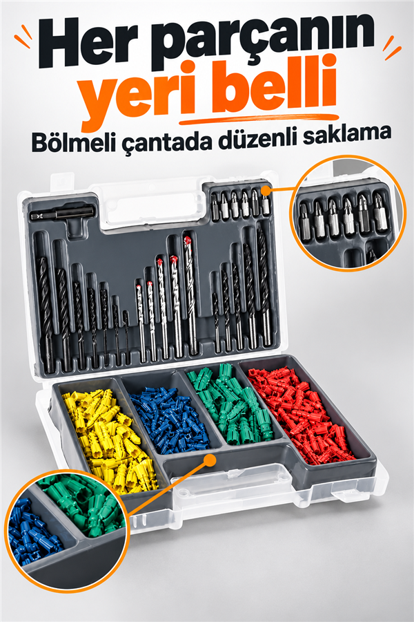 Mucit Home 300 Parça Çantalı Matkap Ucu Ve Dübel Seti