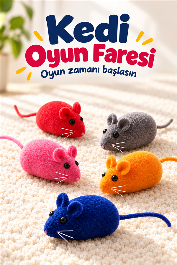 Mucit Home  4'lü Evcil Hayvan Sesli Kedi Oyun Faresi Oyuncağı