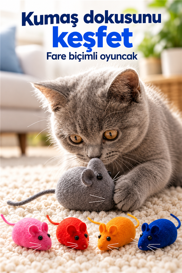 Mucit Home  4'lü Evcil Hayvan Sesli Kedi Oyun Faresi Oyuncağı
