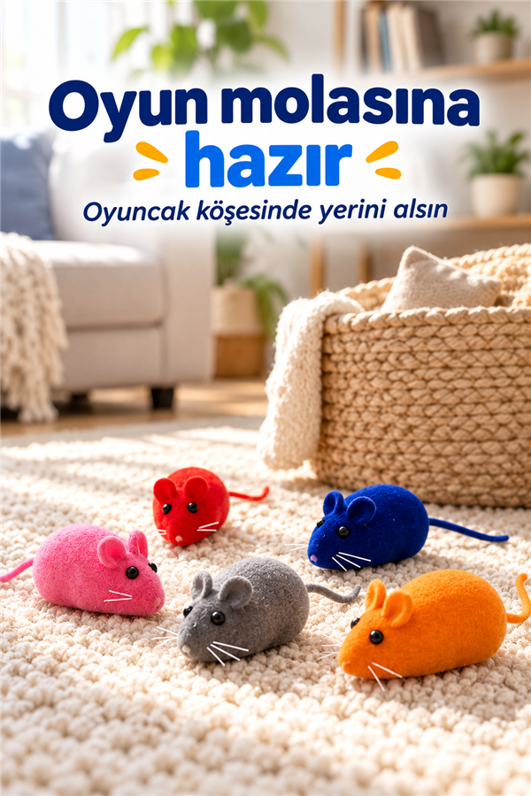 Mucit Home  4'lü Evcil Hayvan Sesli Kedi Oyun Faresi Oyuncağı